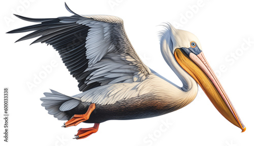 pelican birds isolated on transparent background. 3D render.