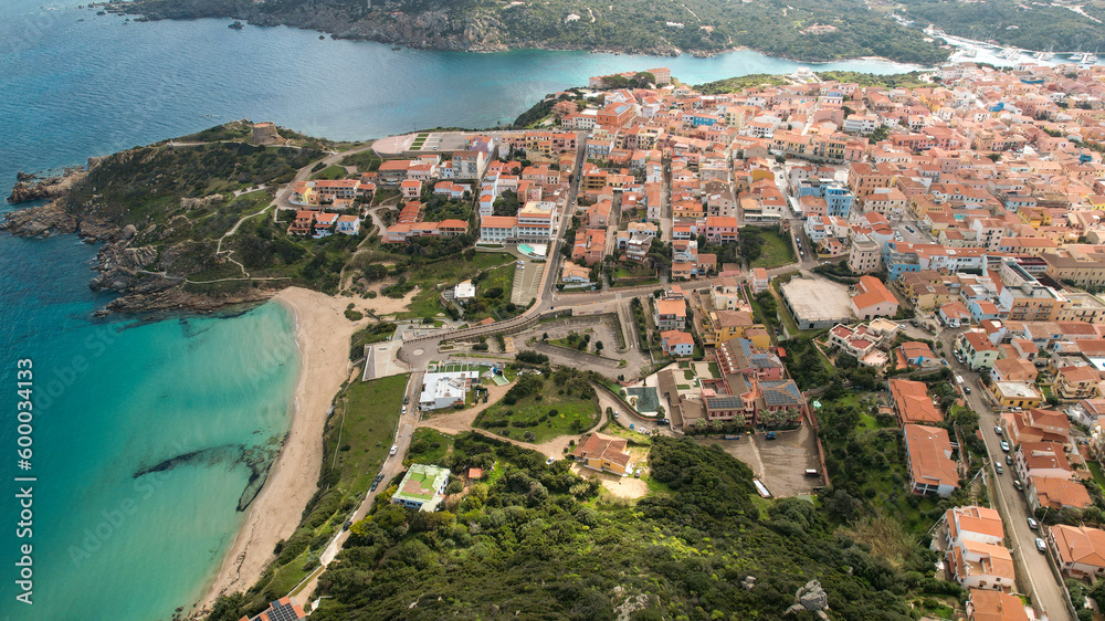 Fototapeta premium Santa Teresa Gallura is a town on the northern tip of Sardinia, on the Strait of Bonifacio, in the province of Sassari, Italy. Fhotographed from the top with a drone