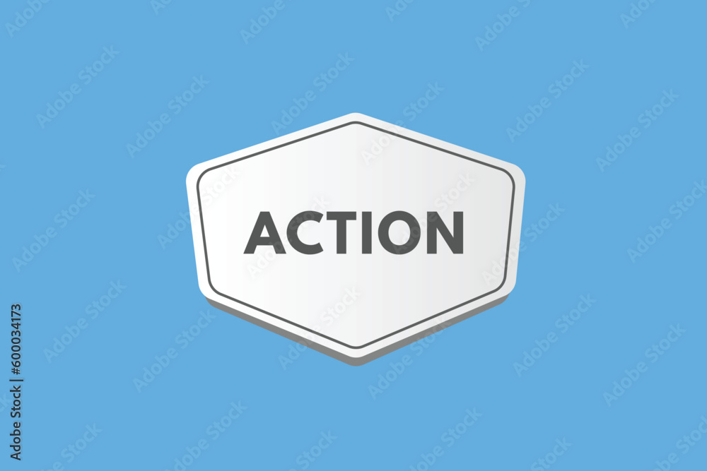 Action text Button. Action Sign Icon Label Sticker Web Buttons