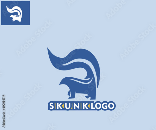 BLUE SKUNK LOGO silhouette of simple great smelt animal standing vector illustrations