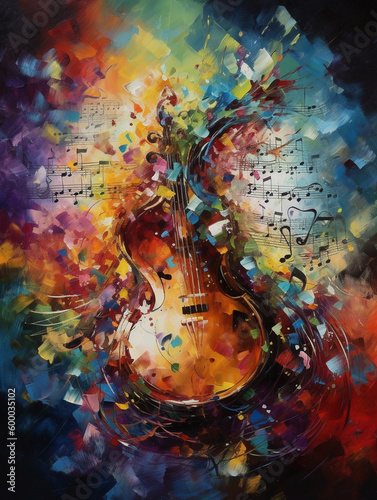 abstract music background, violin, oil paint, perfect, colorful