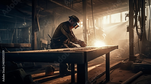 welder at work in a steel industry, repair working