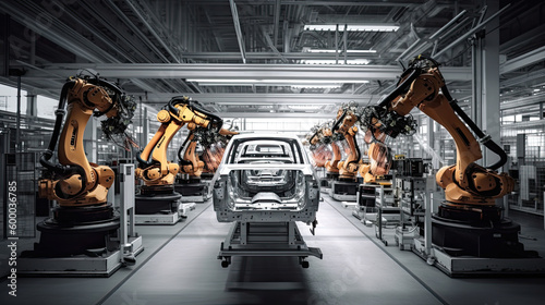 Automobile assembly line production Generative AI © PaulShlykov