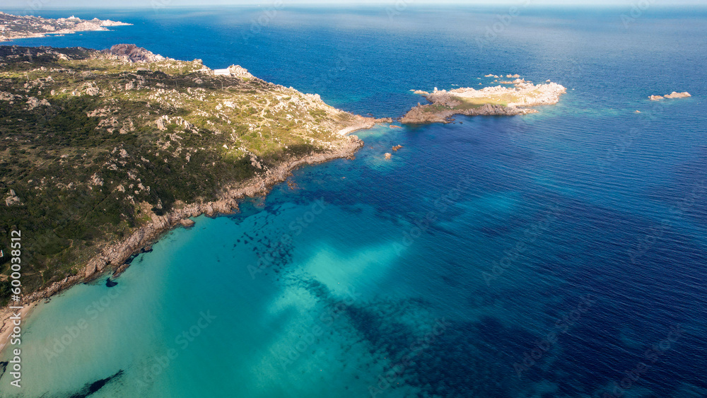 Santa Teresa Gallura is a town on the northern tip of Sardinia, Isola di Municca, Island Municca, in the province of Sassari, Italy. Fhotographed from the  top with a drone