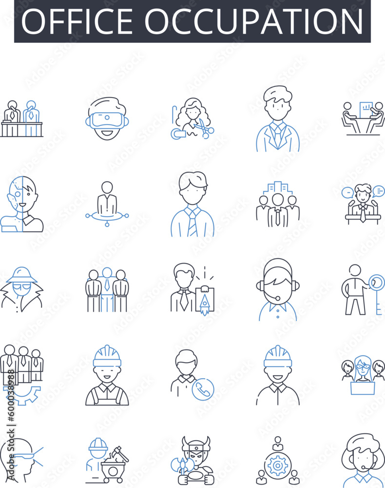 Office occupation line icons collection. Classroom learning, Business venture, Social gathering, Romantic rendezvous, Creative endeavor, Academic pursuit, Agricultural cultivation vector and linear Office occupation line icons collection. Classroom learning, Business venture, Social gathering, Romantic rendezvous, Creative endeavor, Academic pursuit, Agricultural cultivation vector and linear