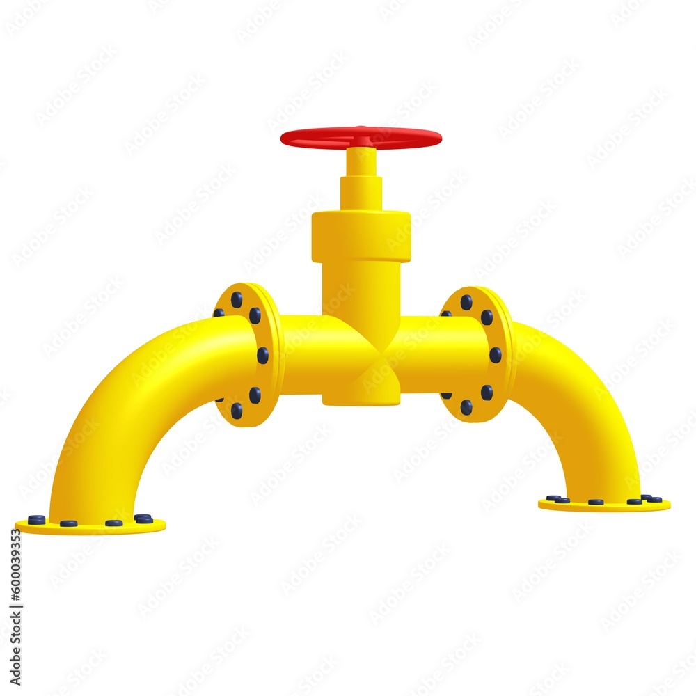 Red valve on the main gas pipeline