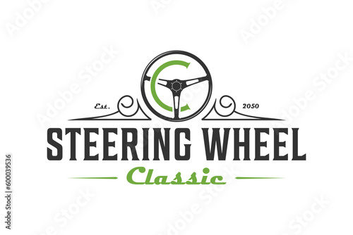 Steering wheel logo classic style automotive