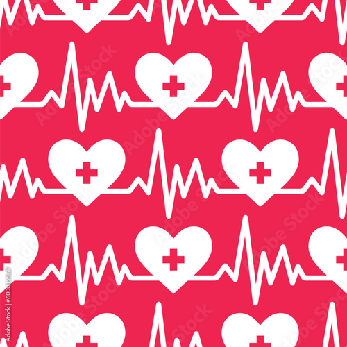 Seamless pattern with ecg heartbeat rhythm symbol for International Nurses Day celebration. CMYK color mode ready to print.