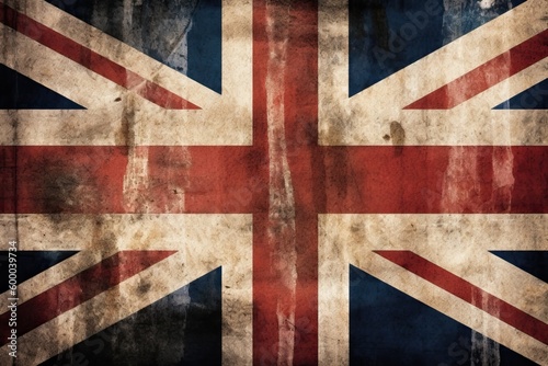 distressed British flag with a vintage look Generative AI photo