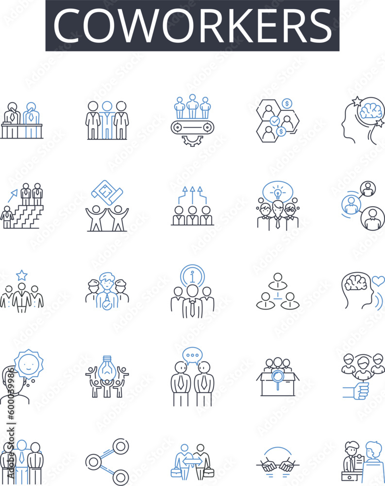Coworkers line icons collection. Peers, Associates, Colleagues ...