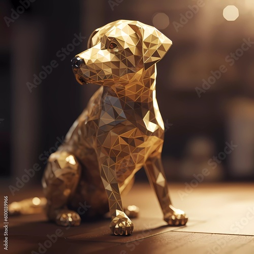 Golden dog statue, Generative Ai