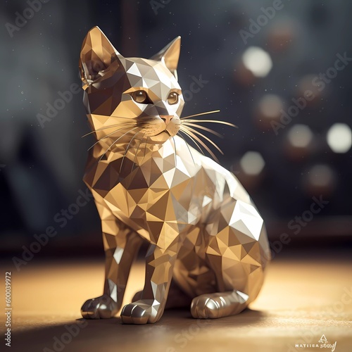 Golden cat statue, Generative Ai