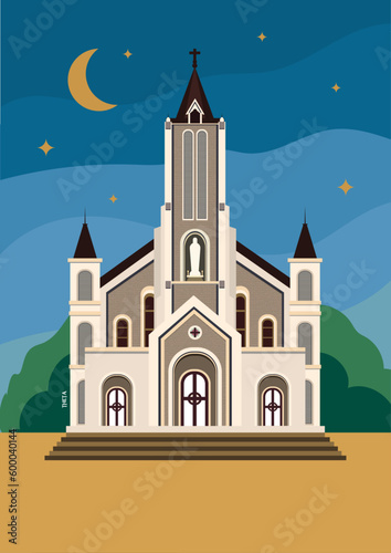 church Illustrator in the mountains