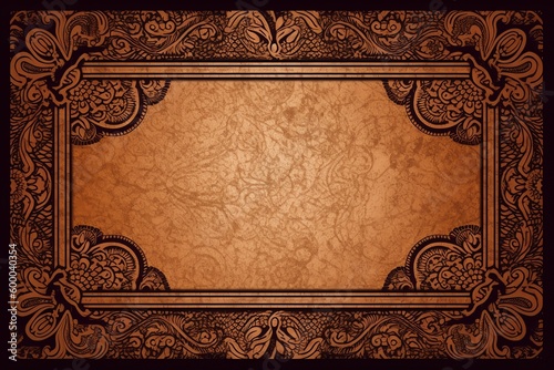 A brown background with a gold frame