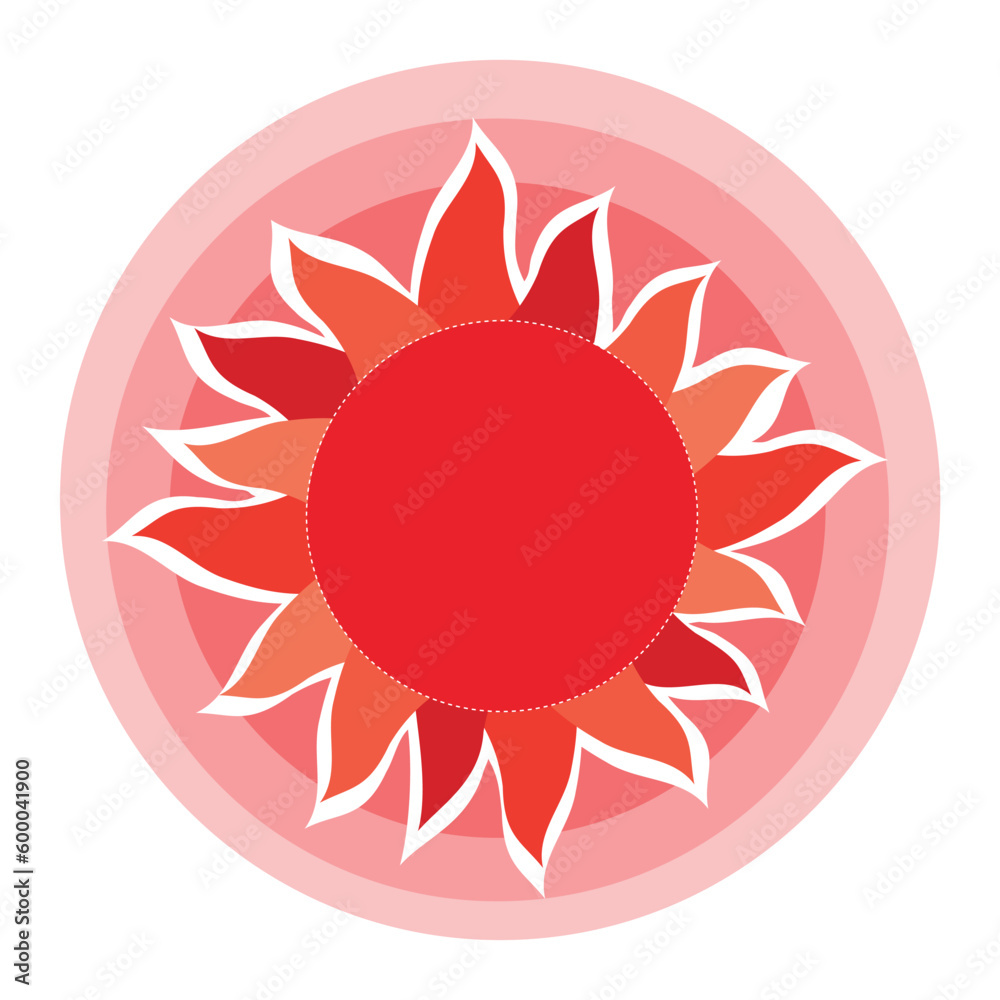 Red Sun icon vector symbol on white background. Flat illustration vector. Red Sun icon vector symbol on white background. Flat illustration vector.