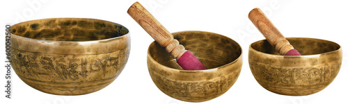 Konstfotografi Tibetan singing bowl with stick isolated