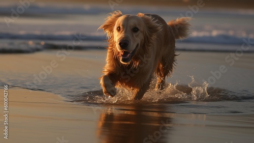 Sun-kissed Fun: Golden Retriever Enjoying the Beach
