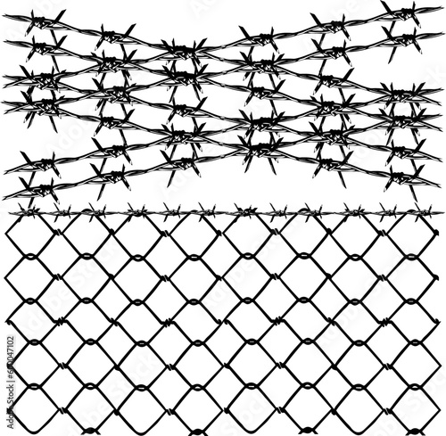 vector chain link and zigzag wire fence