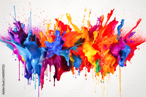A vibrant explosion of liquid water color that jumps off the screen, a testament to the limitless possibilities of imagination and creativity, set against a white void. generative AI.