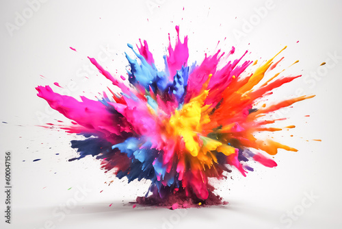 A vibrant explosion of liquid water color that jumps off the screen, a testament to the limitless possibilities of imagination and creativity, set against a white void. generative AI.