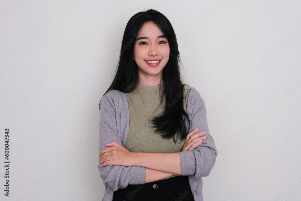Asian young woman smiling confident with arms crossed Asian young woman smiling confident with arms crossed