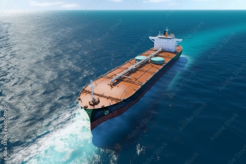 ship view container transport logistic cargo vessel top shipping transportation industrial. Generative AI.