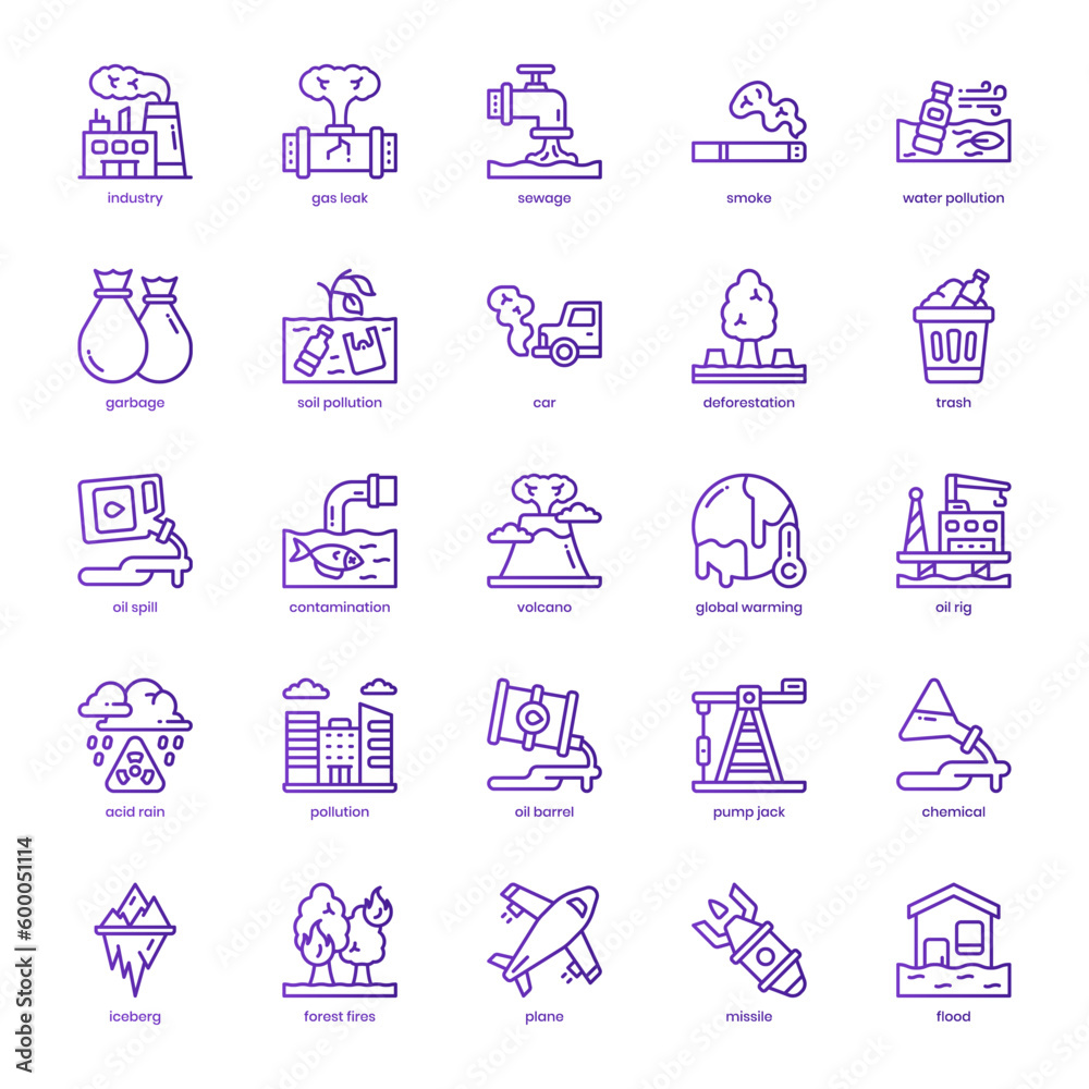 Pollution icon pack for your website design, logo, app, and user interface. Pollution icon basic line gradient design. Vector graphics illustration and editable stroke. Pollution icon pack for your website design, logo, app, and user interface. Pollution icon basic line gradient design. Vector graphics illustration and editable stroke.