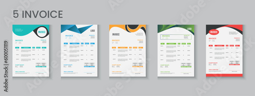 Invoice bundle, invoice collection, invoice set, company billing cash voucher, money receipt cash memo layout design with mockup