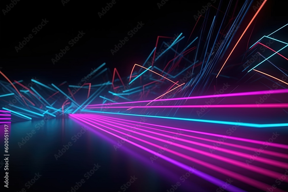 abstract futuristic background with pink blue glowing neon moving high speed wave lines and bokeh lights. Data transfer concept Fantastic wallpaper, Ai Generative abstract futuristic background with pink blue glowing neon moving high speed wave lines and bokeh lights. Data transfer concept Fantastic wallpaper, Ai Generative