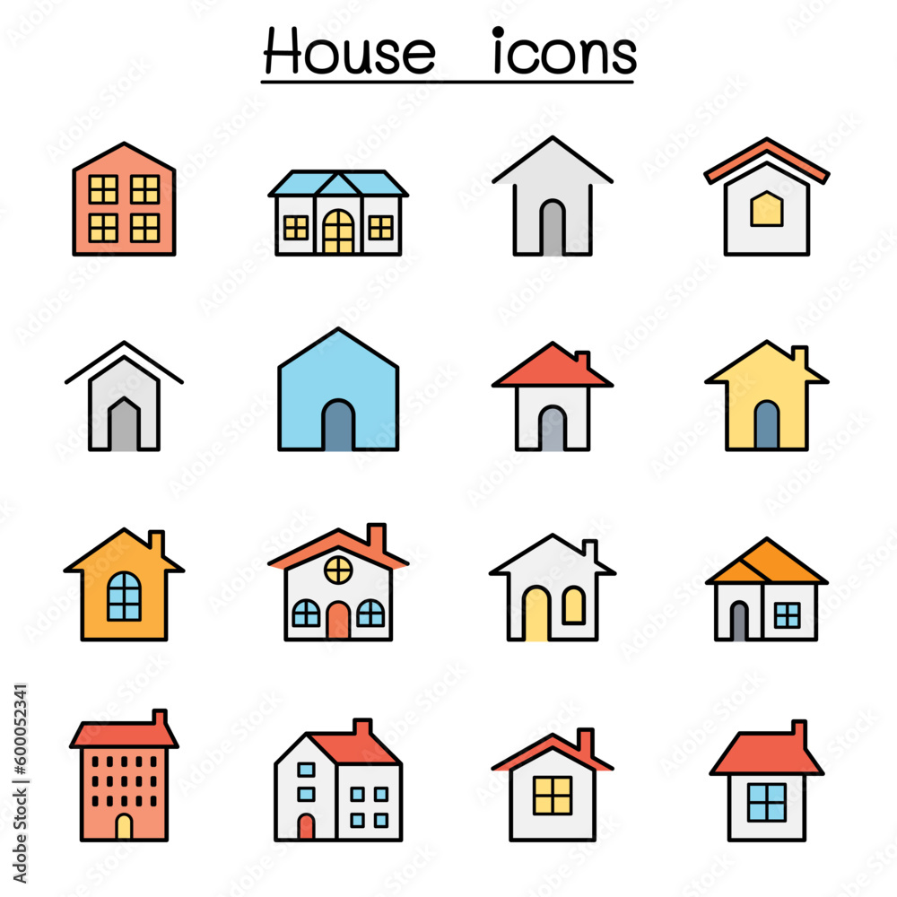 House color line icon set