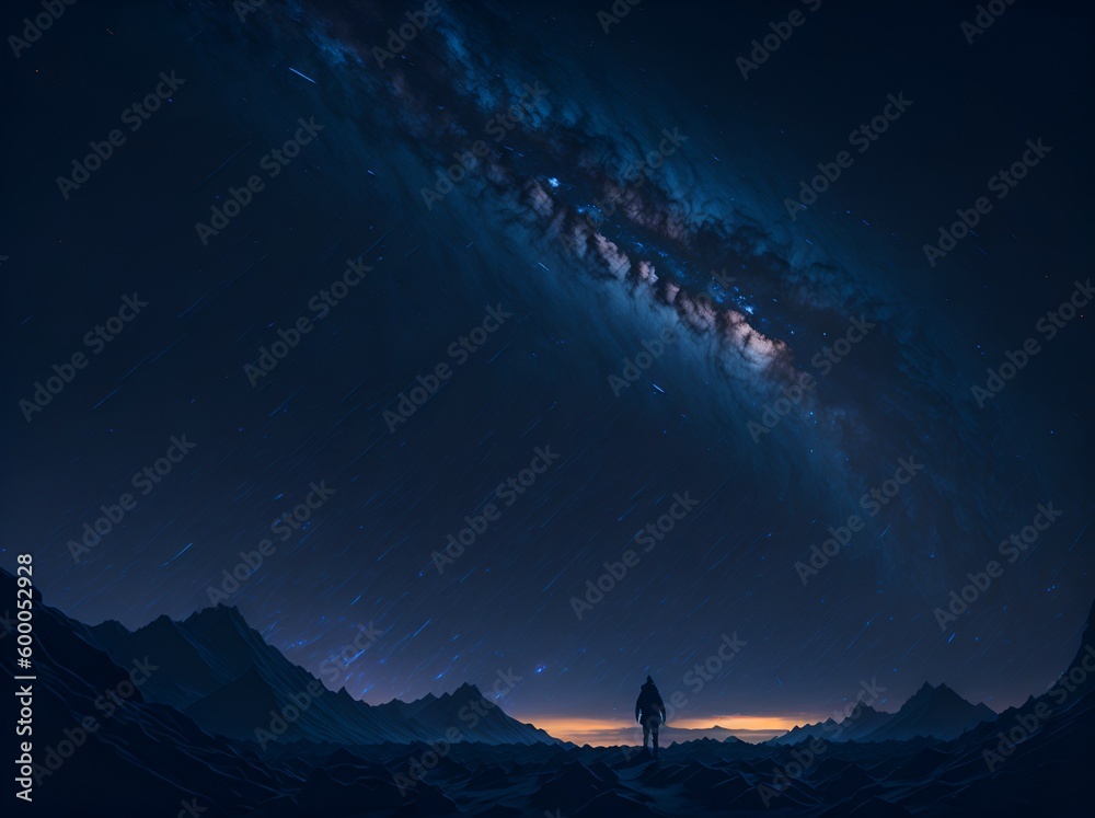 Beautiful night sky seen from the summit, Generative AI