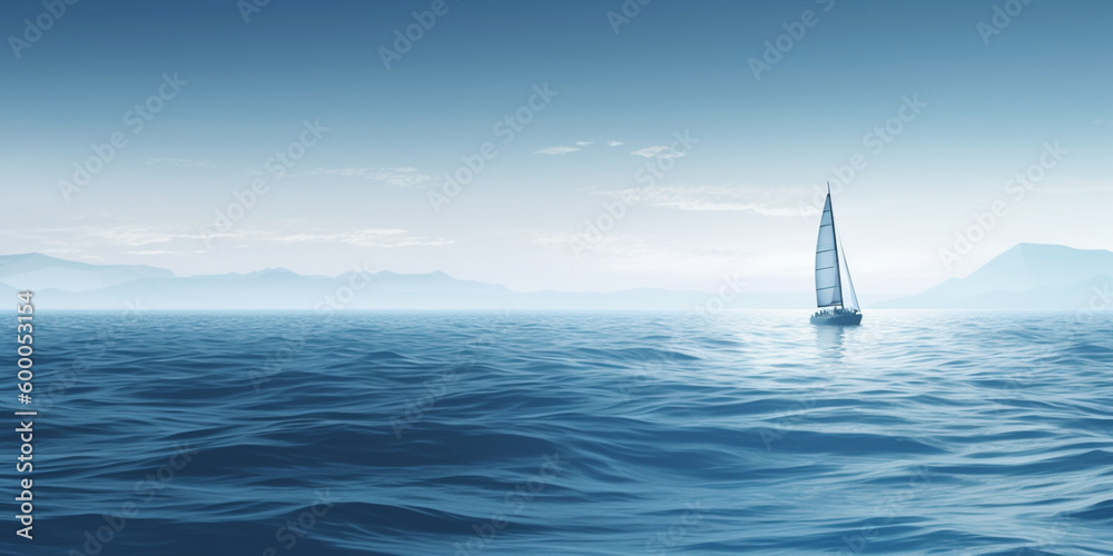 Fototapeta premium 白い帆を持つ帆船ヨット Generative AI 