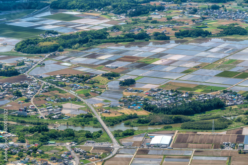 茨城県つくば市　筑波山山頂から撮影した関東平野の水田風景 photo