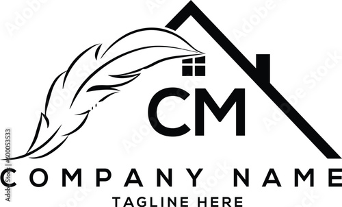 Letter cm real estate, realtor, property, construction, house, home, building, or remodeling logo
