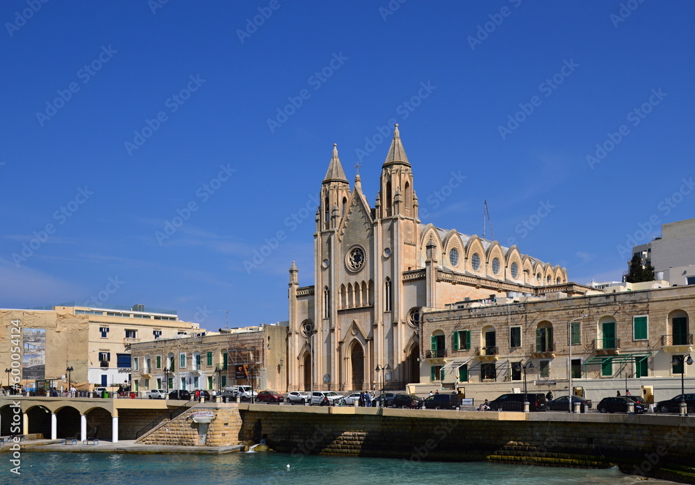 Historical Church in the Town Sliema on the Island Malta
