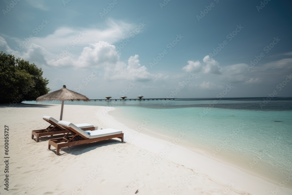 Amazing drone view of the beach and water with beautiful colors. Paradise scenery water villas with amazing sea and beach, tropical nature. summer vacation. Amazing drone view of the beach and water with beautiful colors. Paradise scenery water villas with amazing sea and beach, tropical nature. summer vacation.