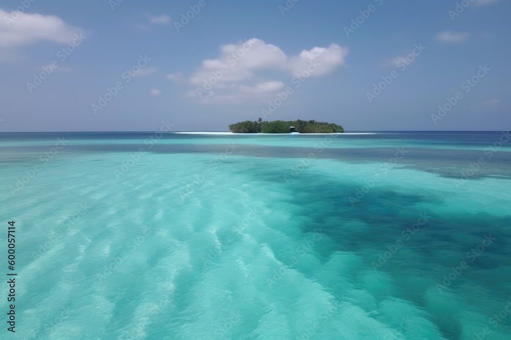 Amazing drone view of the beach and water with beautiful colors. Paradise scenery water villas with amazing sea and beach, tropical nature. summer vacation.