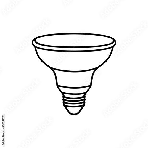 LED reflector lamp black line icon.