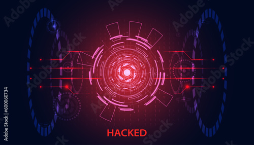 Abstract Risk Warning Symbol Danger Concept Background circle circuit Background Computer hacking, warning, being invaded by viruses, spyware, malware, trojans