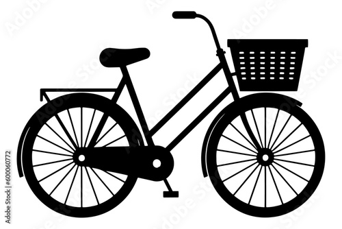 bicycle with basket vector illustration