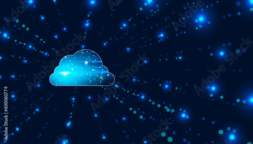 abstract cloud digital online storage security on blue background futuristic beautiful