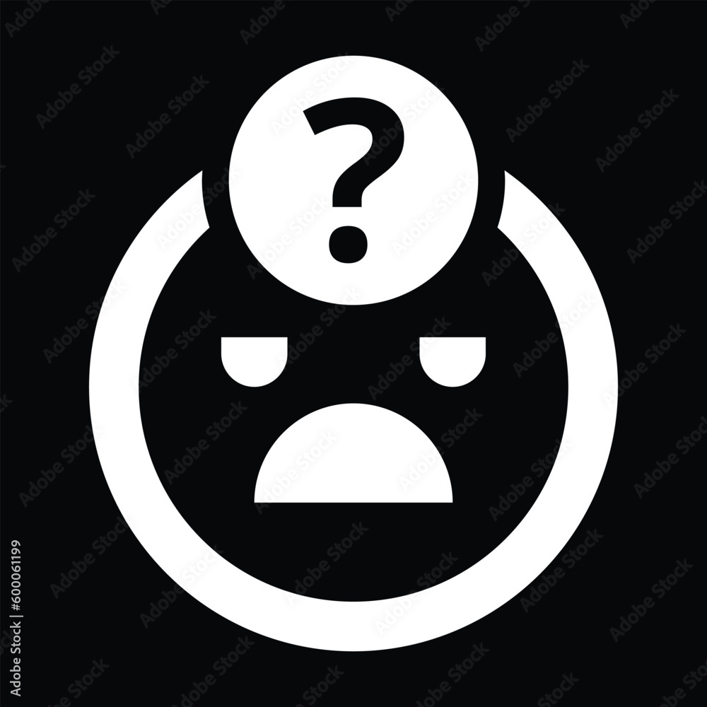 Uncertainty, emoji, solution icon. Black and white vector design.
Uncertainty, emoji, solution icon. Black and white vector design.