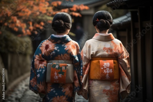着物を着た二人の日本人女性：AI作品 