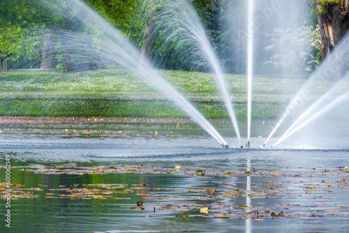 Beautiful fountain in lake at the park