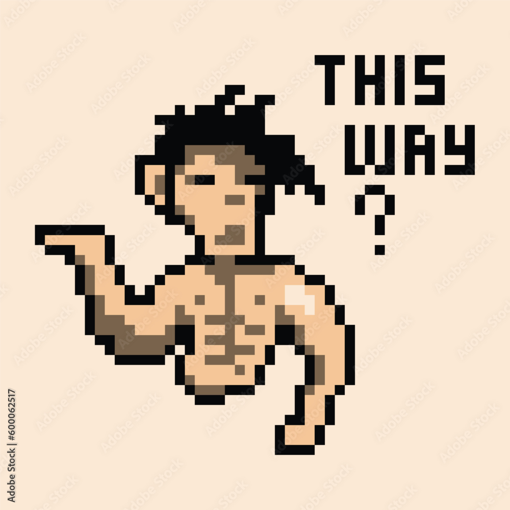 Fototapeta premium pixel art character a man using brown and black color good for your project and game design.