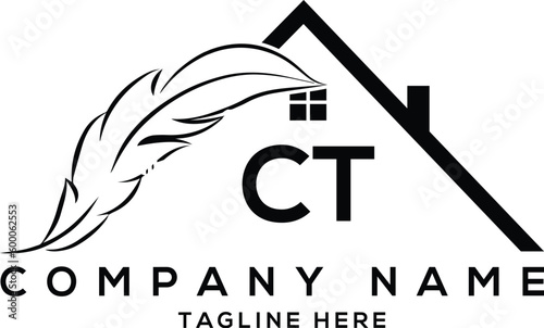 Letter ct real estate, realtor, property, construction, house, home, building, or remodeling logo