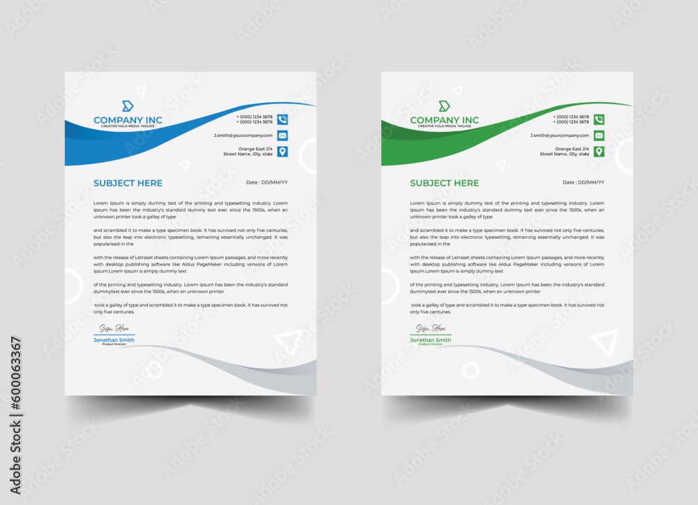 Business letterhead design corporate template