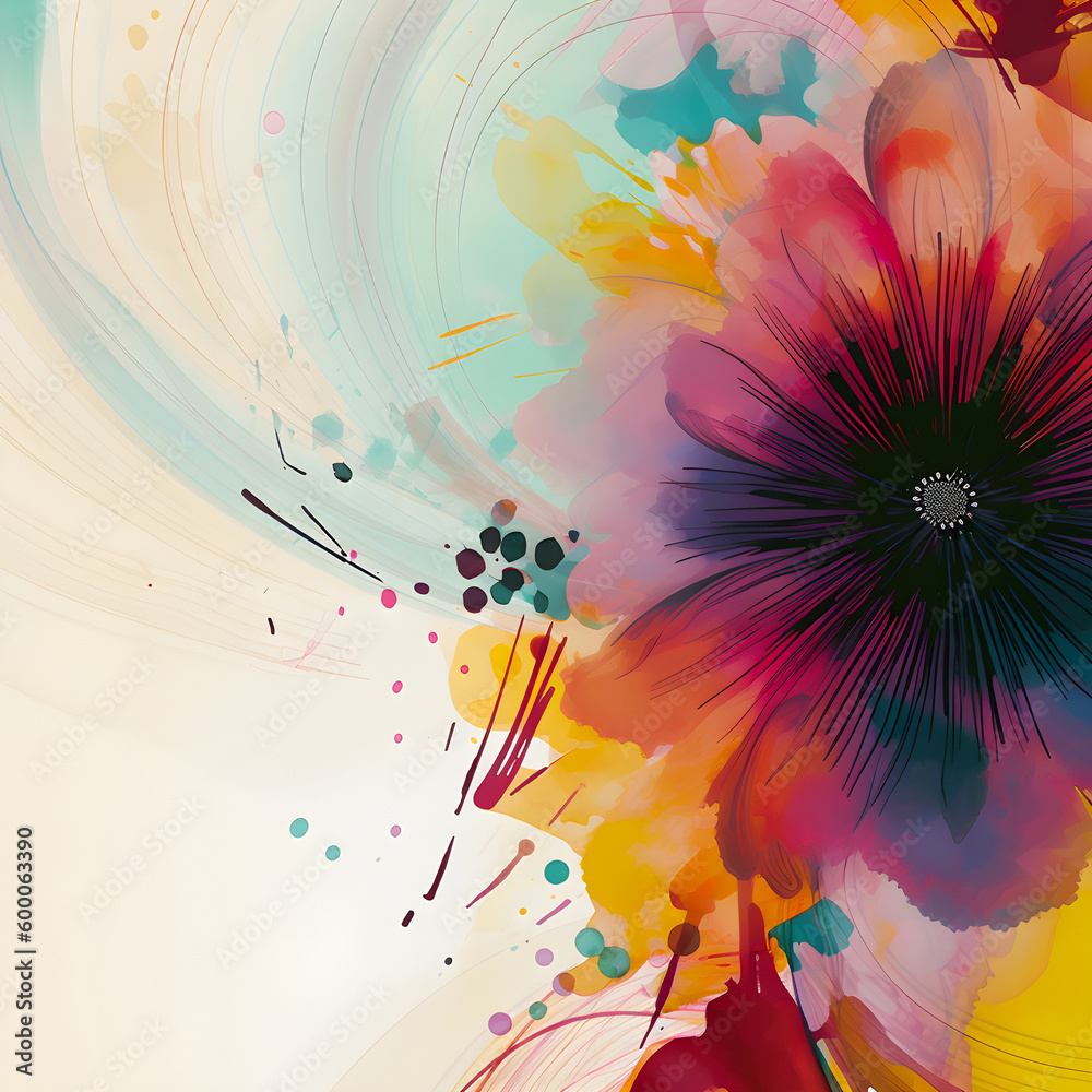Abstract floral watercolor paintings on white. Colorful watercolor flower. Generative AI