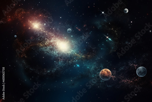 Space, universe with planets