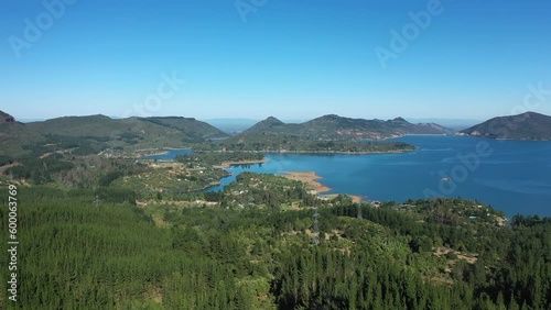 Big water reservoir Colbun Lake Maule Chile photo